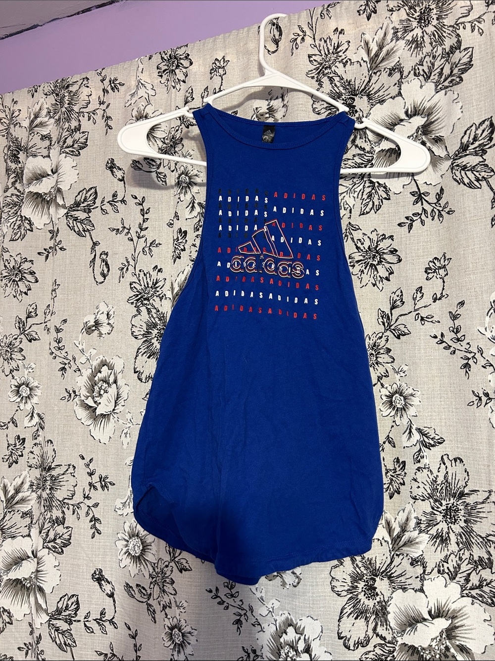 adidas Royal Blue Racerback Tank with Graphic Logo